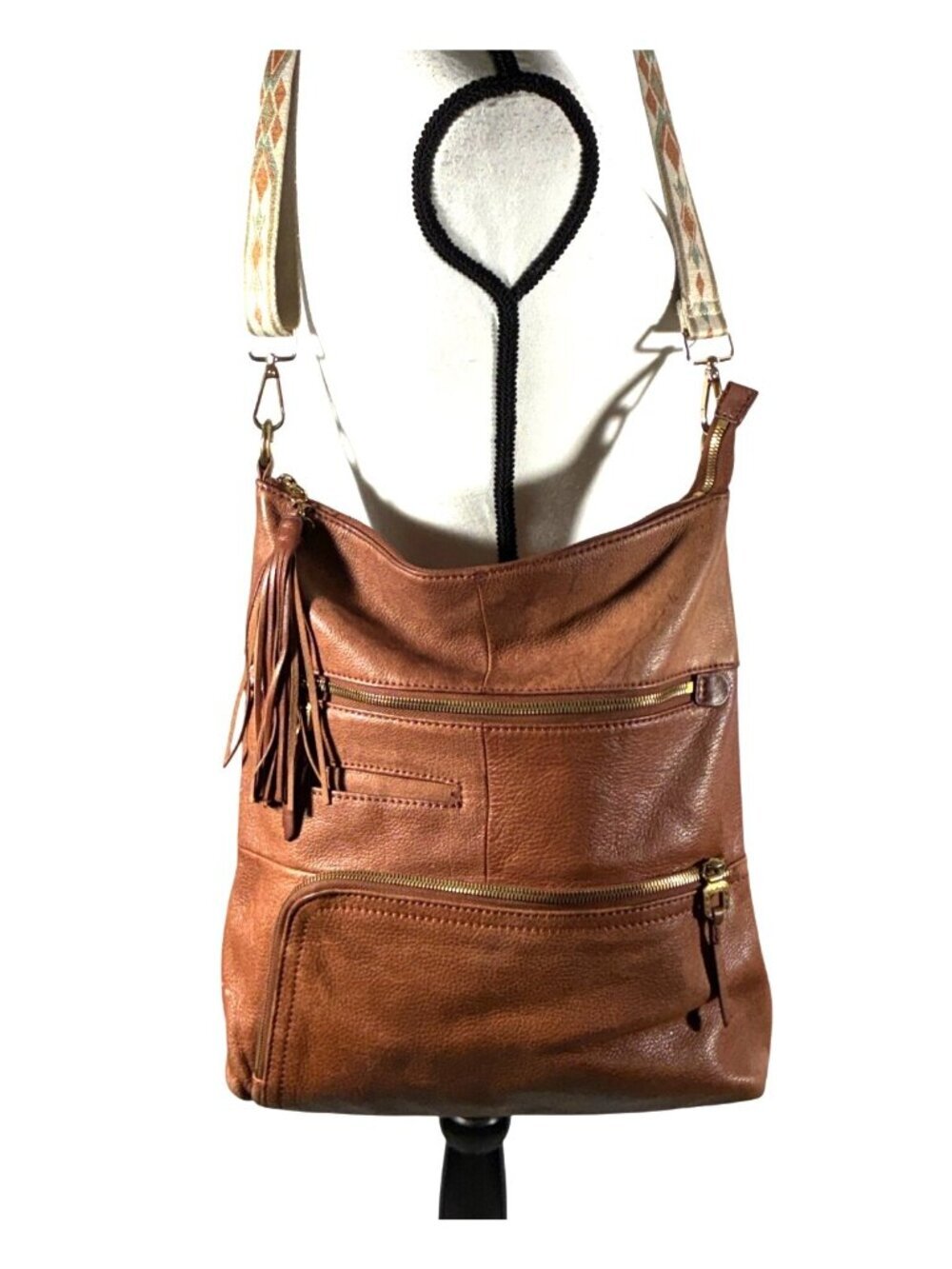 Hobo Liberty large Crossbody tote Brown pebbled Leather Shoulder Bag Adjustable